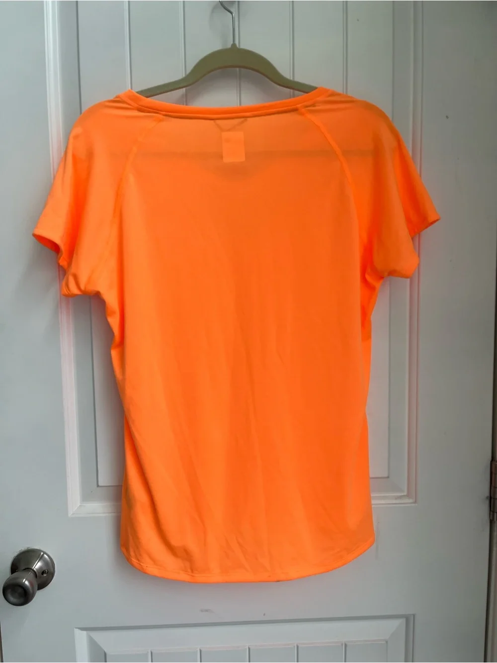 The North Face size Large womans performance tee shirt- tangerine with teal - Picture 3 of 5